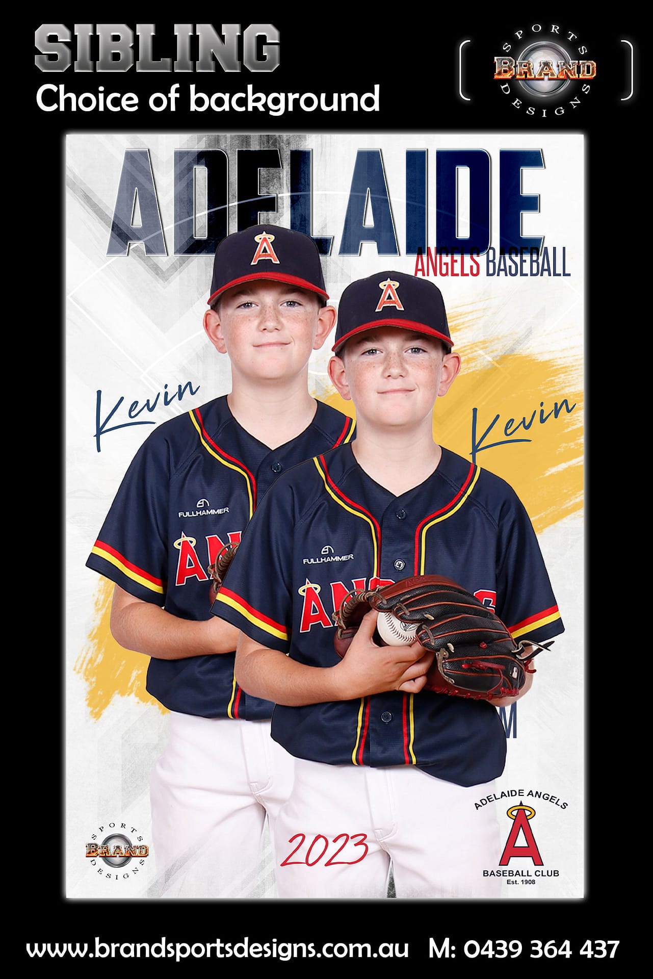Adelaide Angels Baseball Sibling Brand Sports Designs