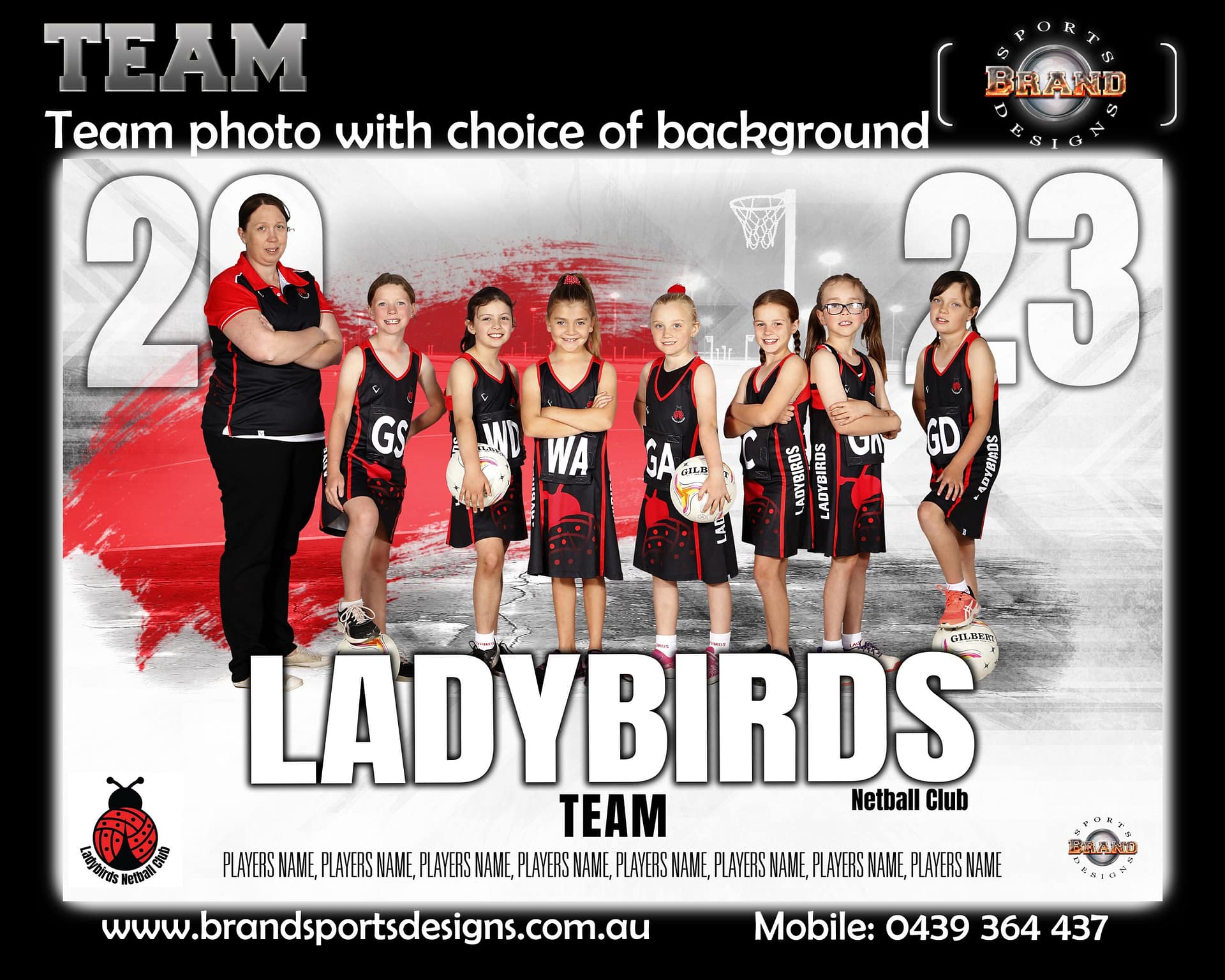Ladybirds Netball Team Brand Sports Designs